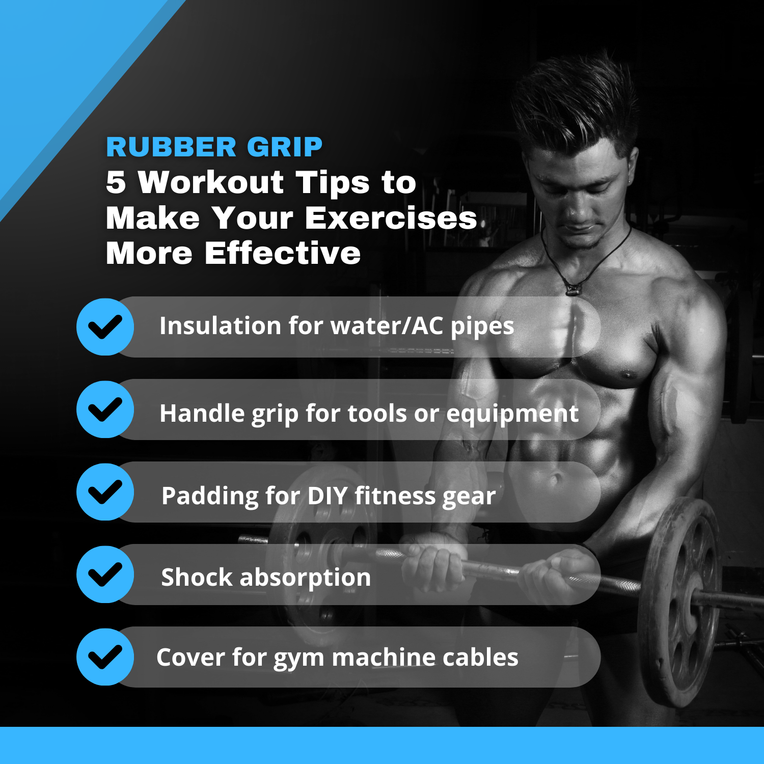 Rubber Grip Rubber Pipe Insulation Foam –Thickness | Black Foam Pipe Cover for Plumbing | Thermal Insulation Tube for Air Conditioner,– Rubber Grip Rubber Pipe – Black Cover