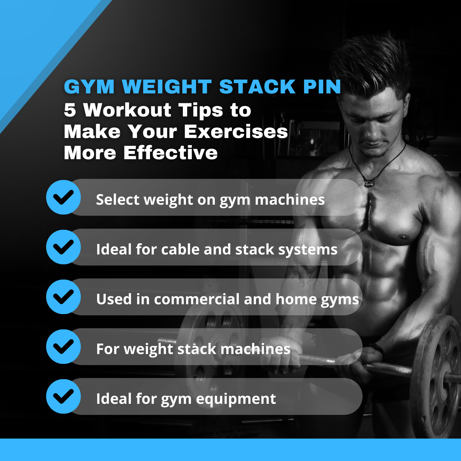 INSPIRED FITNESS Weight Stack Pin for Gym Machines | Universal Gym Machine Pin for Workout Equipment | Selectorized Weight Stack Pin for Cable Machines | Durable Fitness Machine Weight Pin
