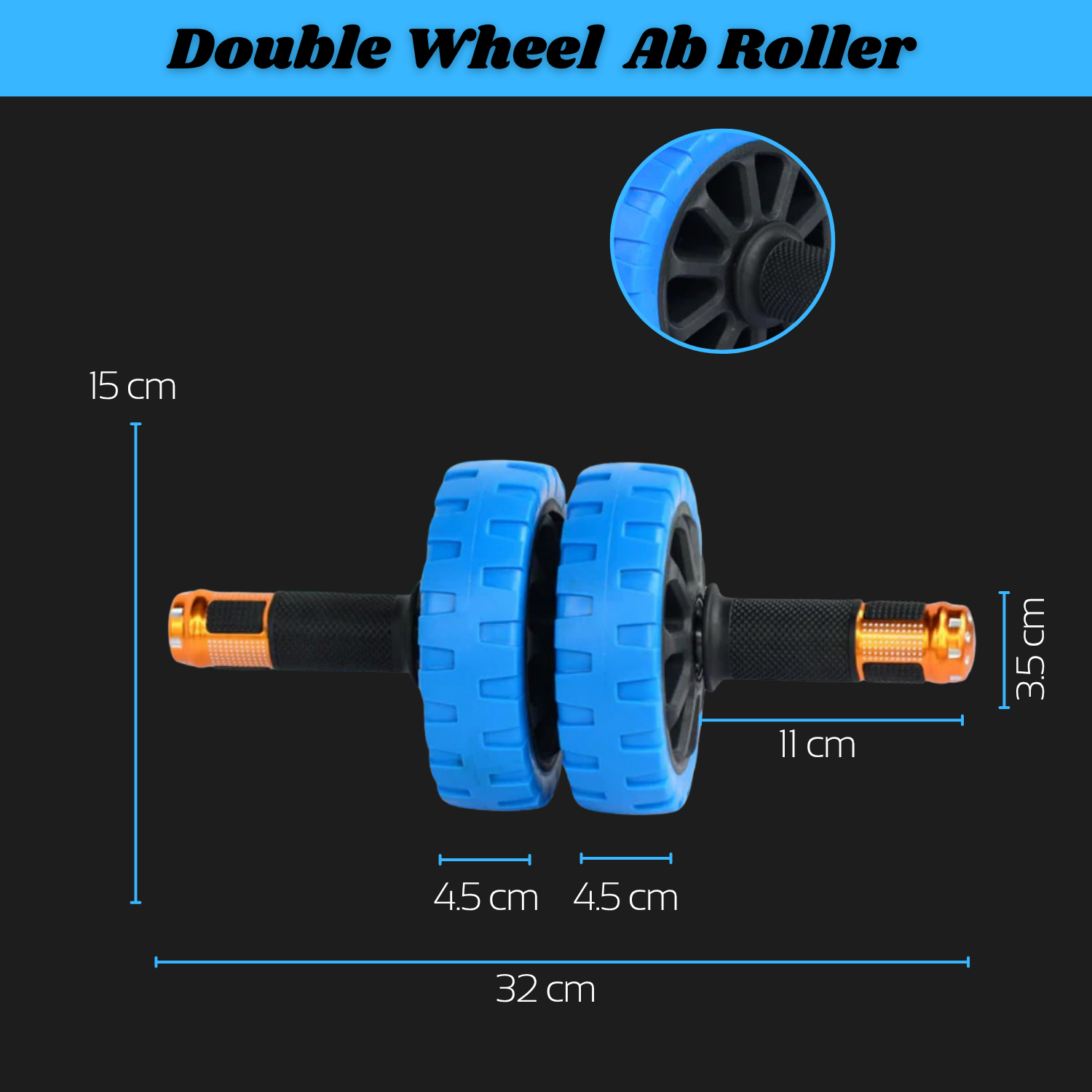 Ab Roller Wheel Dual Wheel | Ab Roller for Men and Women | Abs Exercise Roller for Gym | Ab Wheel with Strong Grip Handles | Ab Roller with Steel Rod | Workout Equipment for Home Gym (Blue)