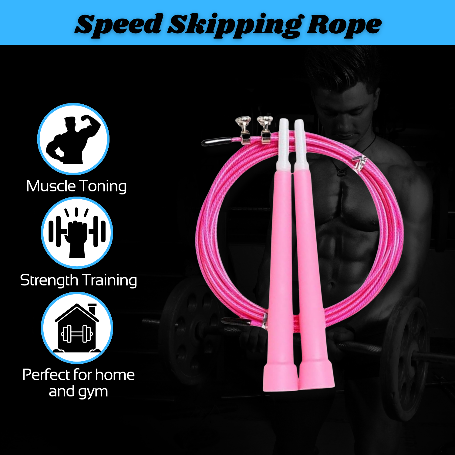 INSPIRED FITNESS Speed Skipping Rope Adjustable Jump Rope | Rope for Men and Women | PVC Coated | Gym Skipping Rope for Home Workout | Adjustable Jump Rope for Cardio & CrossFit Training