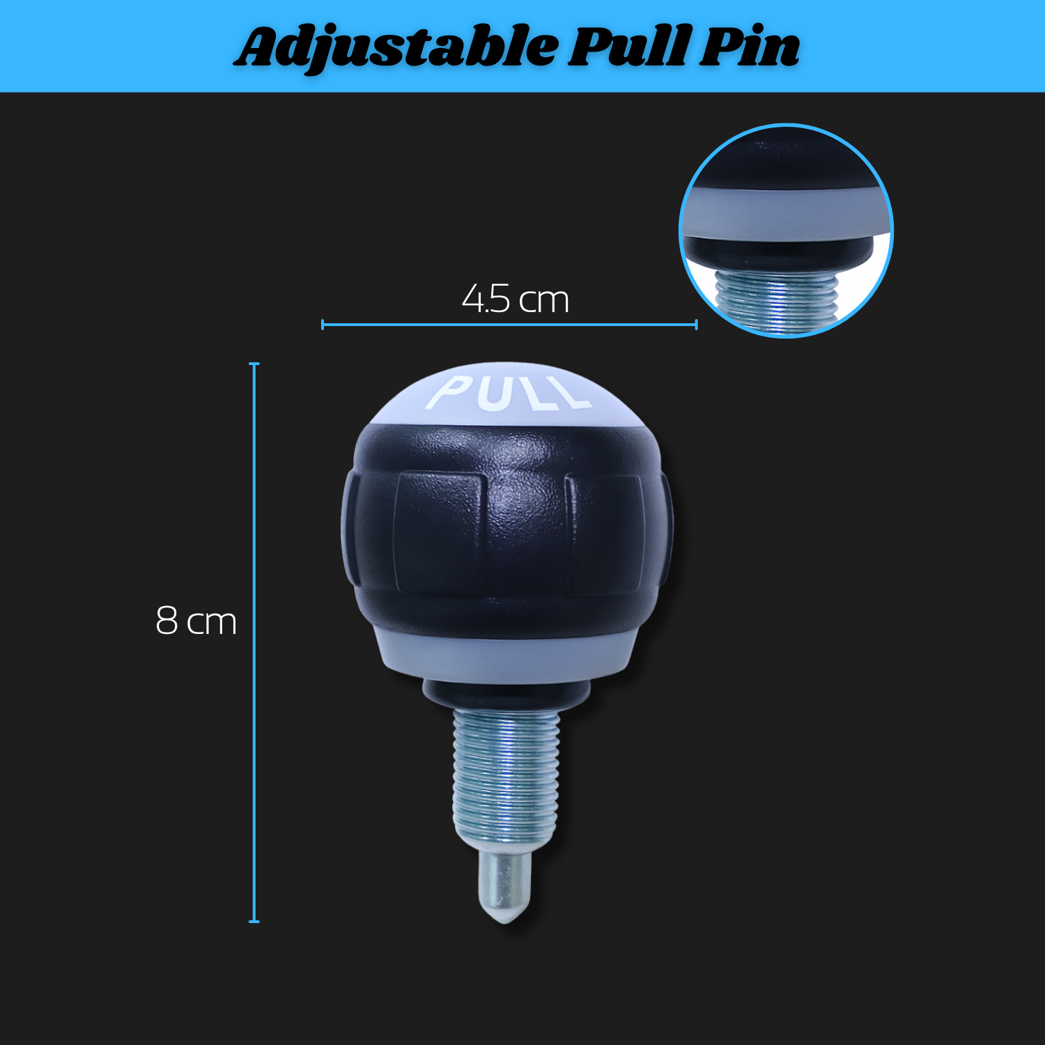 INSPIRED FITNESS Gym Equipment Pull Pin - Adjustable Pull Pin Knob - Heavy Duty Fitness Machine Locking Pin - Cable Machine Adjustment Knob - Universal Gym Equipment Spare Part (1)