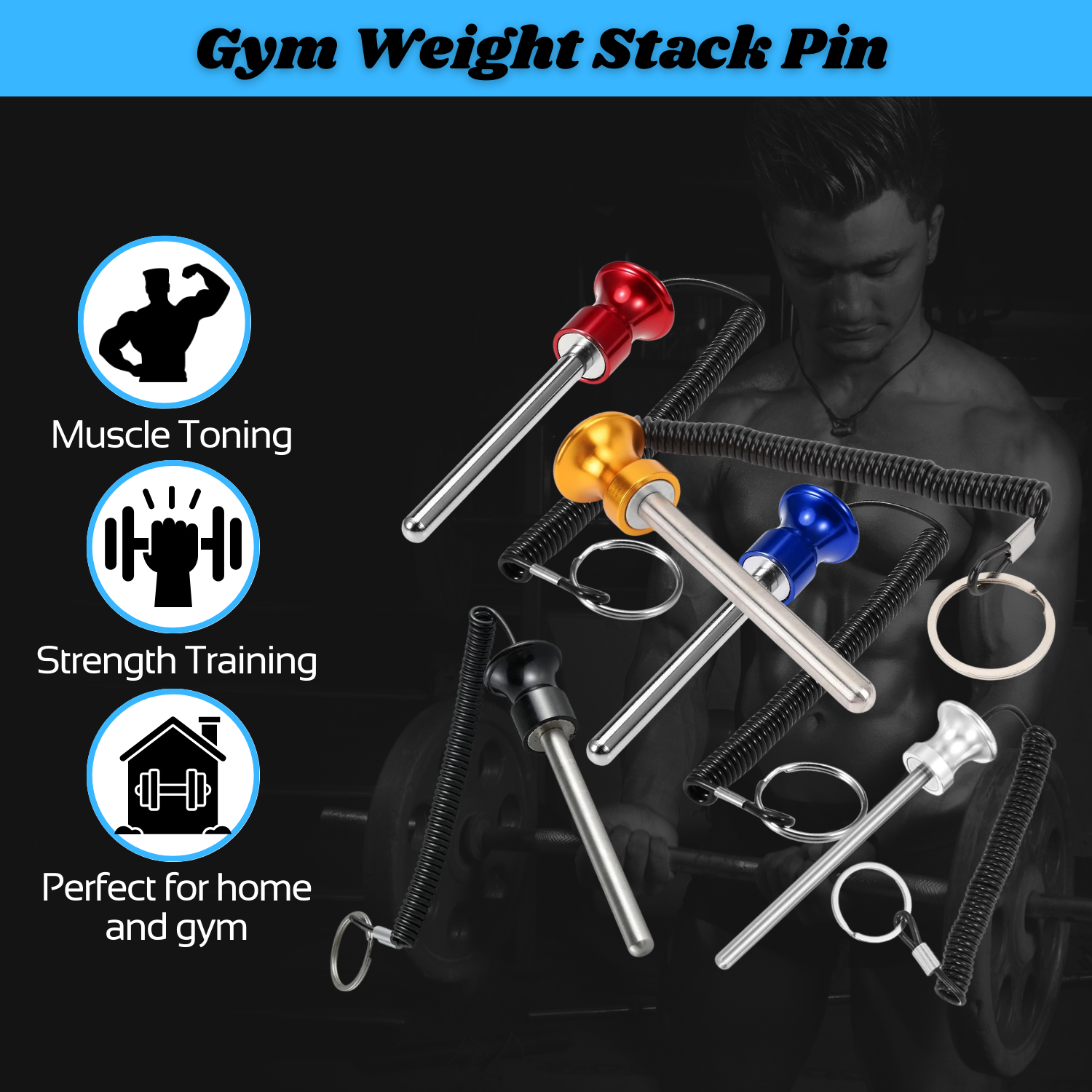 INSPIRED FITNESS Weight Stack Pin for Gym Machines | Universal Gym Machine Pin for Workout Equipment | Selectorized Weight Stack Pin for Cable Machines | Durable Fitness Machine Weight Pin