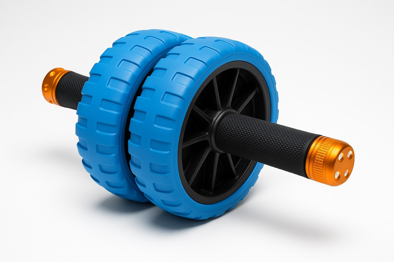 Ab Roller Wheel Dual Wheel | Ab Roller for Men and Women | Abs Exercise Roller for Gym | Ab Wheel with Strong Grip Handles | Ab Roller with Steel Rod | Workout Equipment for Home Gym (Blue)