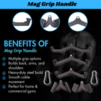 INSPIRED FITNESS Mag Grip Handle Attachment for Cable Machine – LAT Pulldown Mag Grip Set | Gym Mag Grip Bar for Back and LAT Pull Down Handle | Ergonomic Mag Grip