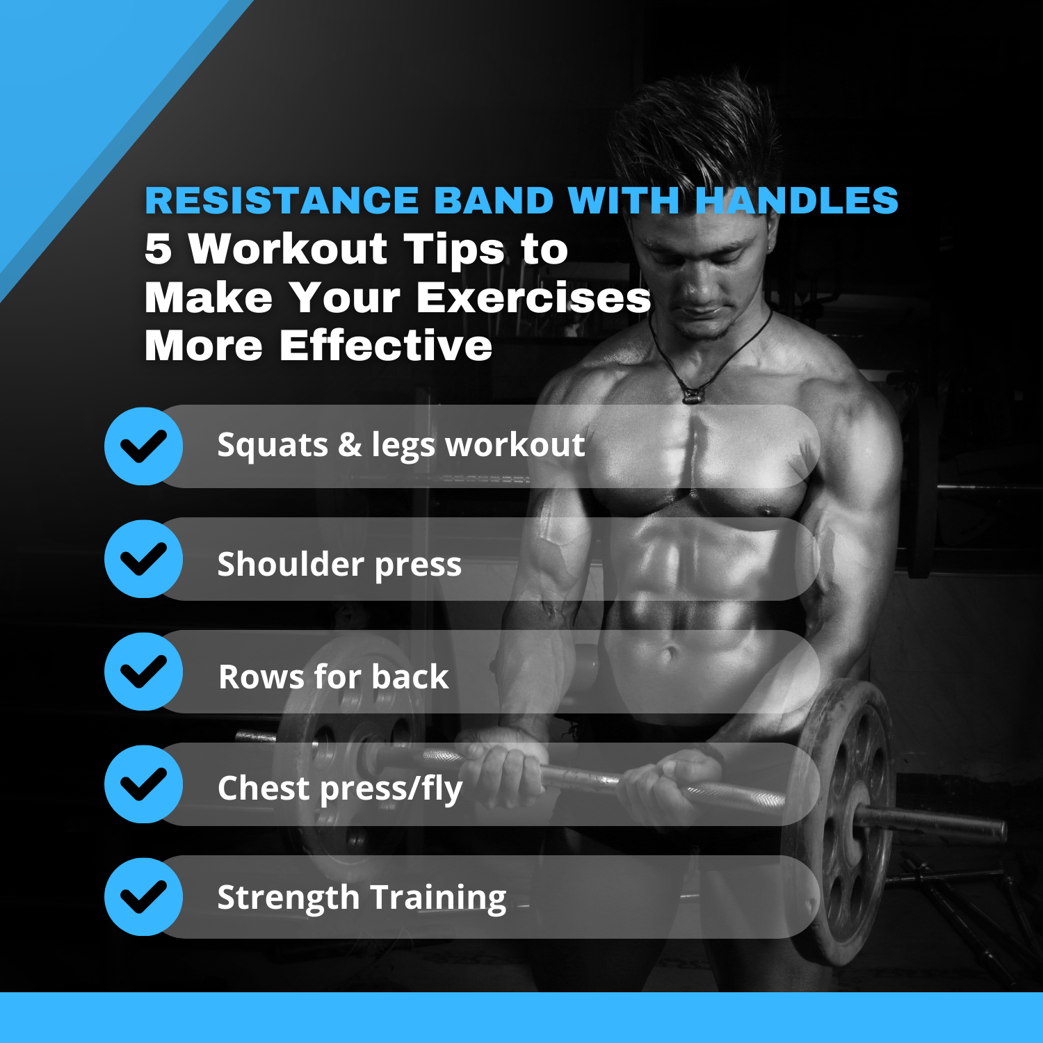 Resistance Band with Non-Slip Handles-Fitness Equipment for Home Workout-Workout Tube for Arms, Chest, Legs, and Back-Multi-Use Resistance Band for Cardio & Strength.