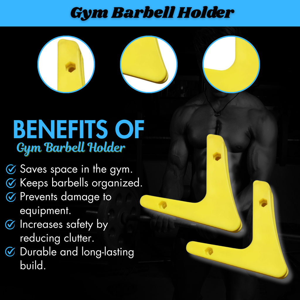 Gym Barbell Holder | Barbell Rack Wall Mount | Plastic Barbell Holder | Durable Plastic Barbell Holder for Home & Garage Gym | Olympic Bar Holder Wall Mount | Gym Barbell Holder Rack