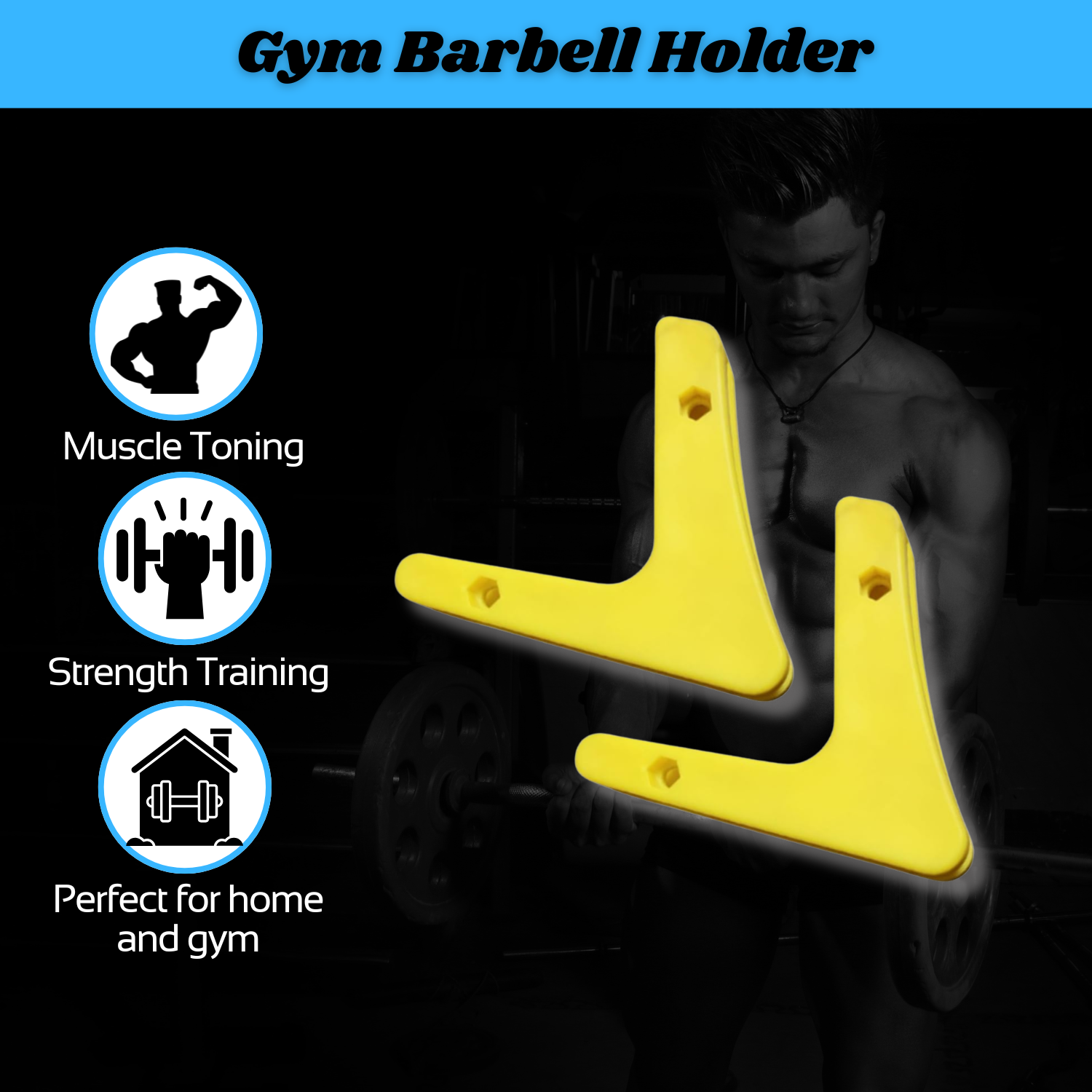 Gym Barbell Holder | Barbell Rack Wall Mount | Plastic Barbell Holder | Durable Plastic Barbell Holder for Home & Garage Gym | Olympic Bar Holder Wall Mount | Gym Barbell Holder Rack
