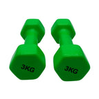 3KG Dumbbells Pair – Green for Home Workout – 3KG Dumbbells Vinyl Coated – Fitness Set – Gym Weights for Home – Vinyl Coated – Green Set