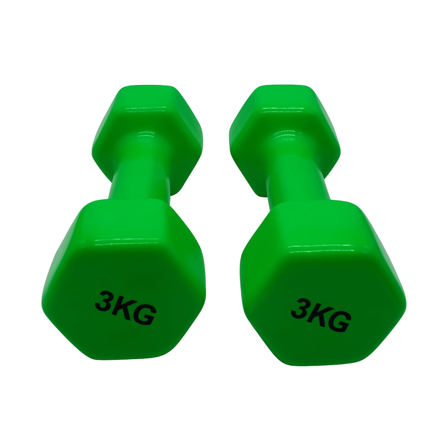 3KG Dumbbells Pair – Green for Home Workout – 3KG Dumbbells Vinyl Coated – Fitness Set – Gym Weights for Home – Vinyl Coated – Green Set