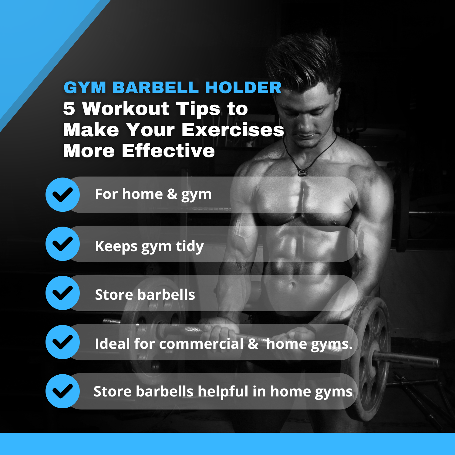 Gym Barbell Holder | Barbell Rack Wall Mount | Plastic Barbell Holder | Durable Plastic Barbell Holder for Home & Garage Gym | Olympic Bar Holder Wall Mount | Gym Barbell Holder Rack