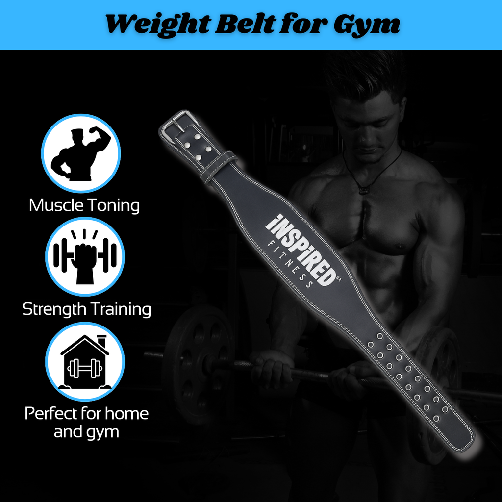 INSPIRED FITNESS Weightlifting Belt Leather Lifting Gym Belt for Men | Weight Belt for Gym Workout | Inspired Fitness Weightlifting - Premium Leather Lifting for Men | Weight for Workout
