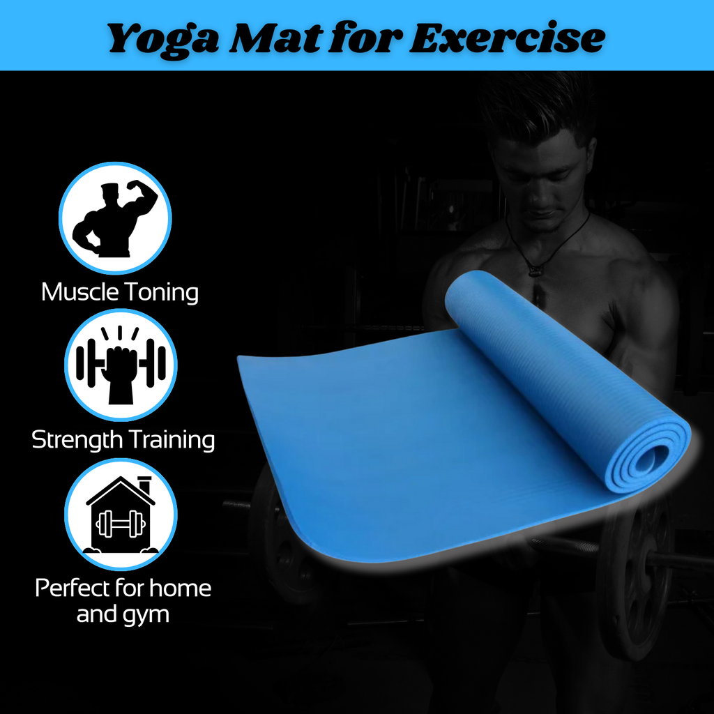 Yoga Mat for Exercise | Portable Yoga Mat Men/Women (Blue)