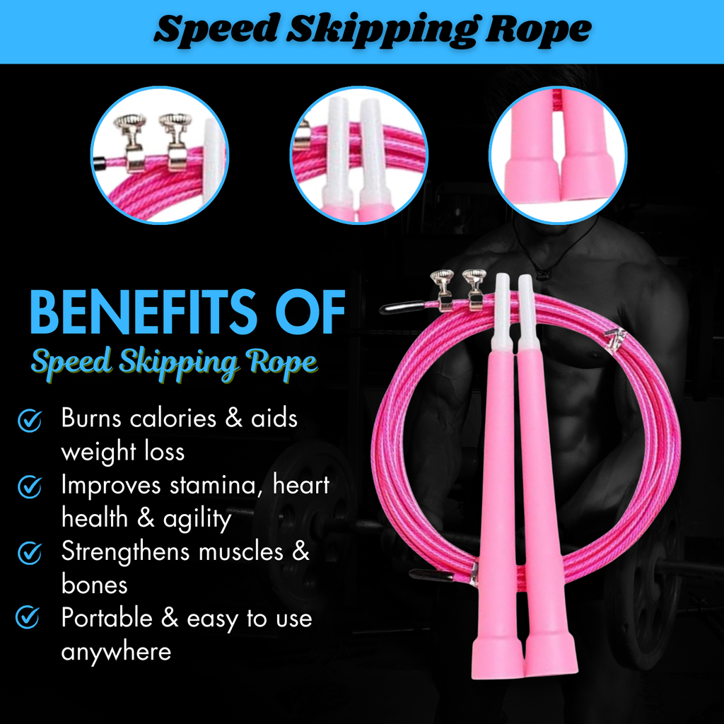 INSPIRED FITNESS Speed Skipping Rope Adjustable Jump Rope | Rope for Men and Women | PVC Coated | Gym Skipping Rope for Home Workout | Adjustable Jump Rope for Cardio & CrossFit Training
