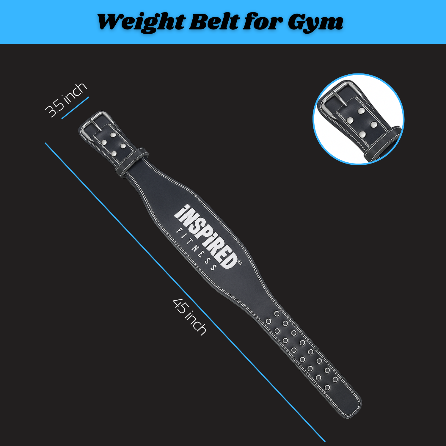 INSPIRED FITNESS Weightlifting Belt Leather Lifting Gym Belt for Men | Weight Belt for Gym Workout | Inspired Fitness Weightlifting - Premium Leather Lifting for Men | Weight for Workout