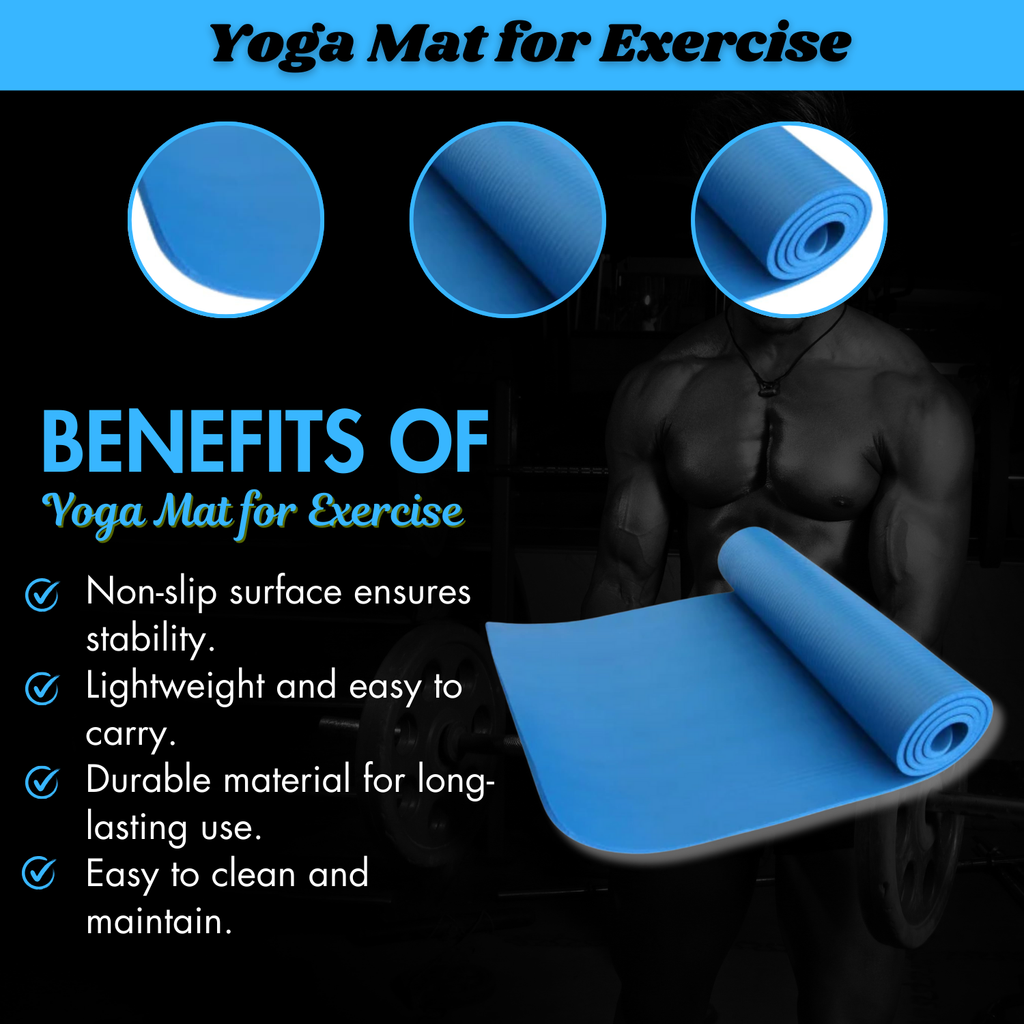 Yoga Mat for Exercise | Portable Yoga Mat Men/Women (Blue)