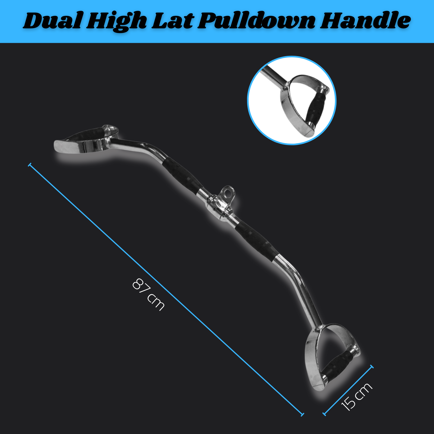 Dual High Lat Pulldown Handle Pulldown Bar | Cable Machine Attachment | Gym Pulley System | Gym Equipment Accessories | Rotating Bar with Rubber Grip | Heavy Duty Strength Training Cable Pulley