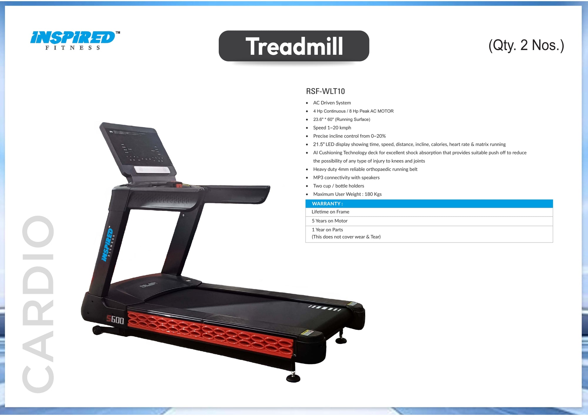 INSPIRED FITNESS FULL IMPORTANT GYM SETUP DEZIRE SERIES RS.12,49,999/-