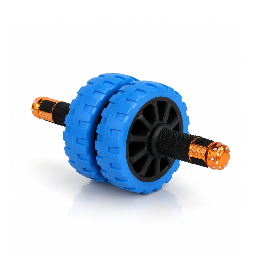 Ab Roller Wheel Dual Wheel | Ab Roller for Men and Women | Abs Exercise Roller for Gym | Ab Wheel with Strong Grip Handles | Ab Roller with Steel Rod | Workout Equipment for Home Gym (Blue)