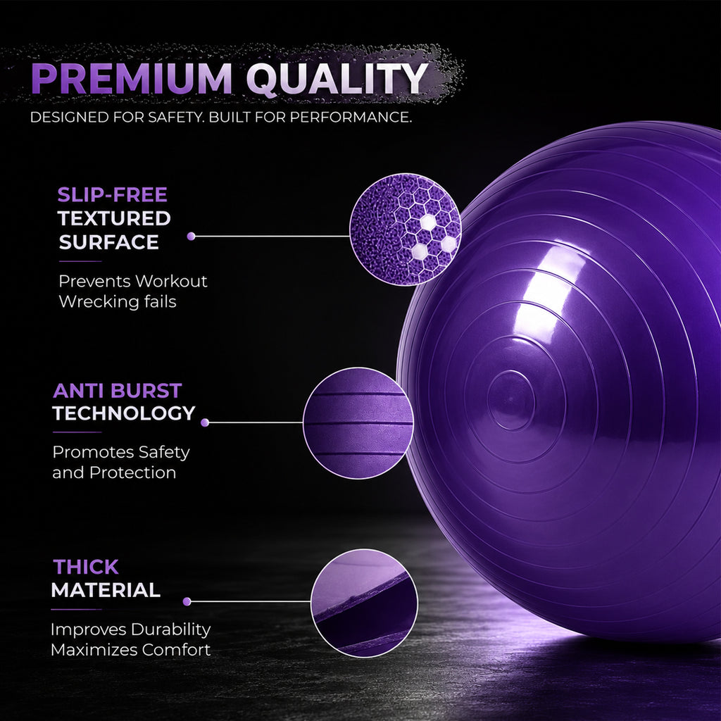 Exercise Gym Ball with Pump – 75cm Anti-Slip Balance Ball for Workout | Fitness Ball for Home Workout | Yoga Chair | Gym Ball for Back Pain – Gym Equipment for Home & Office.