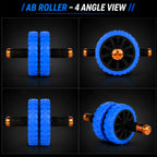 Ab Roller Wheel Dual Wheel | Ab Roller for Men and Women | Abs Exercise Roller for Gym | Ab Wheel with Strong Grip Handles | Ab Roller with Steel Rod | Workout Equipment for Home Gym (Blue)