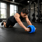 Ab Roller Wheel Dual Wheel | Ab Roller for Men and Women | Abs Exercise Roller for Gym | Ab Wheel with Strong Grip Handles | Ab Roller with Steel Rod | Workout Equipment for Home Gym (Blue)