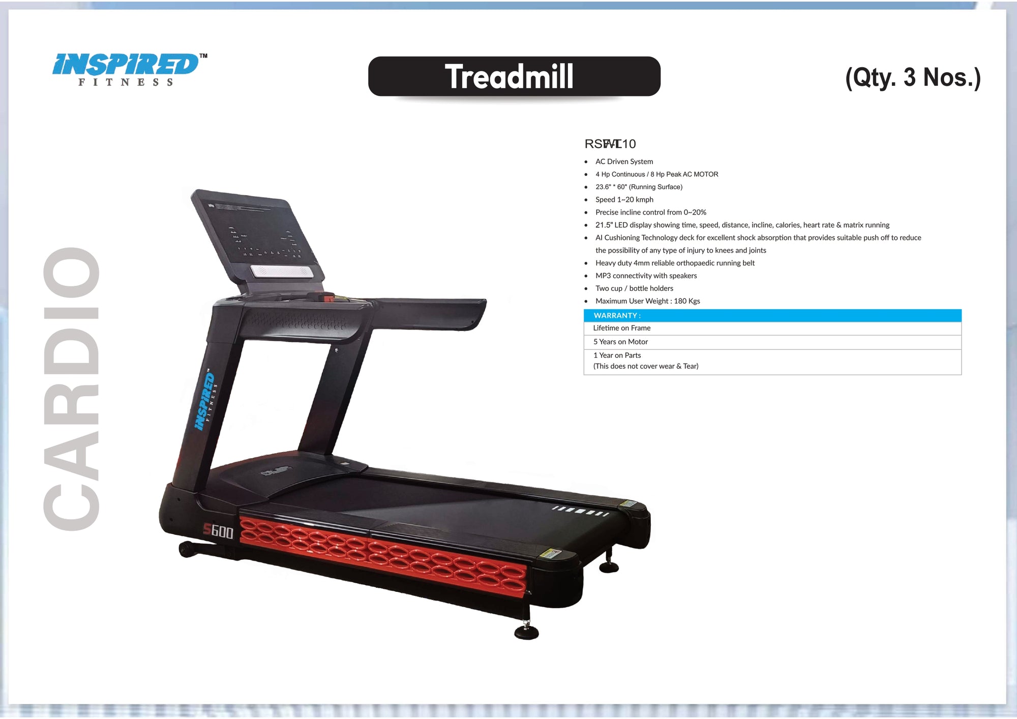 INSPIRED FITNESS FULL IMPORTED COMMERCIAL GYM SETUP RS 5 SERIES RS. 15,49,999/-