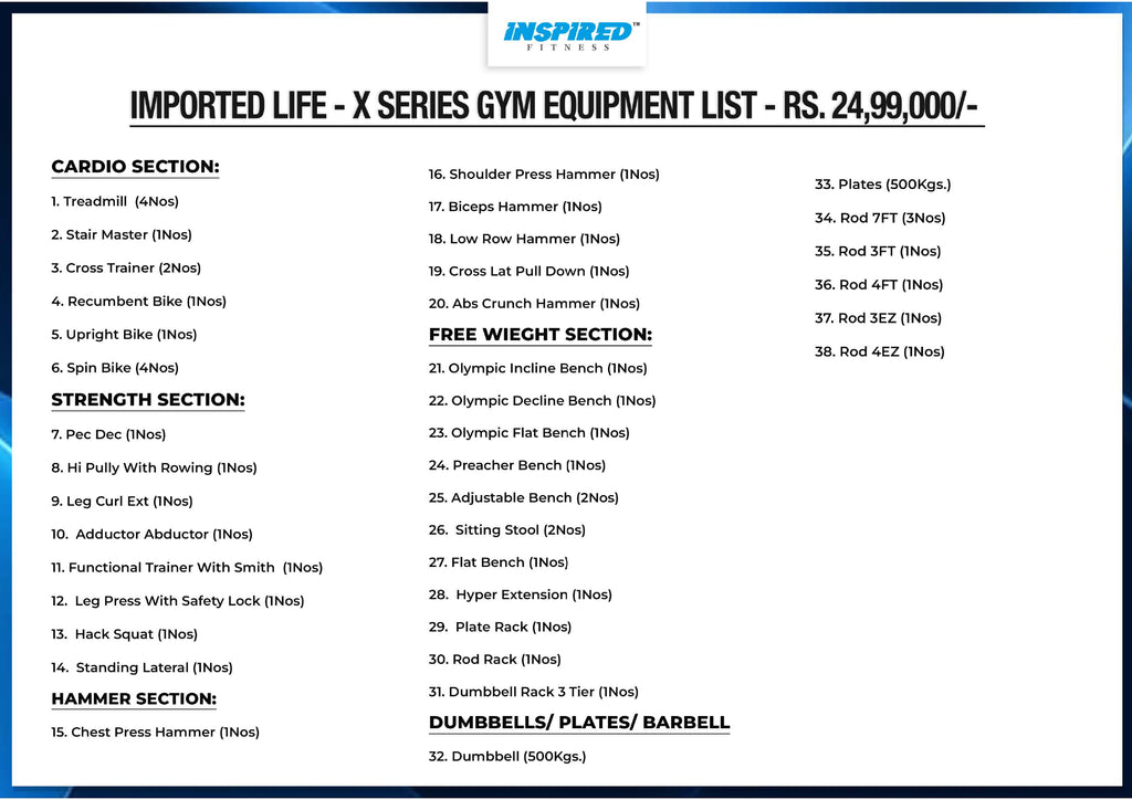Imported Life – X Series Complete Gym Equipment Package