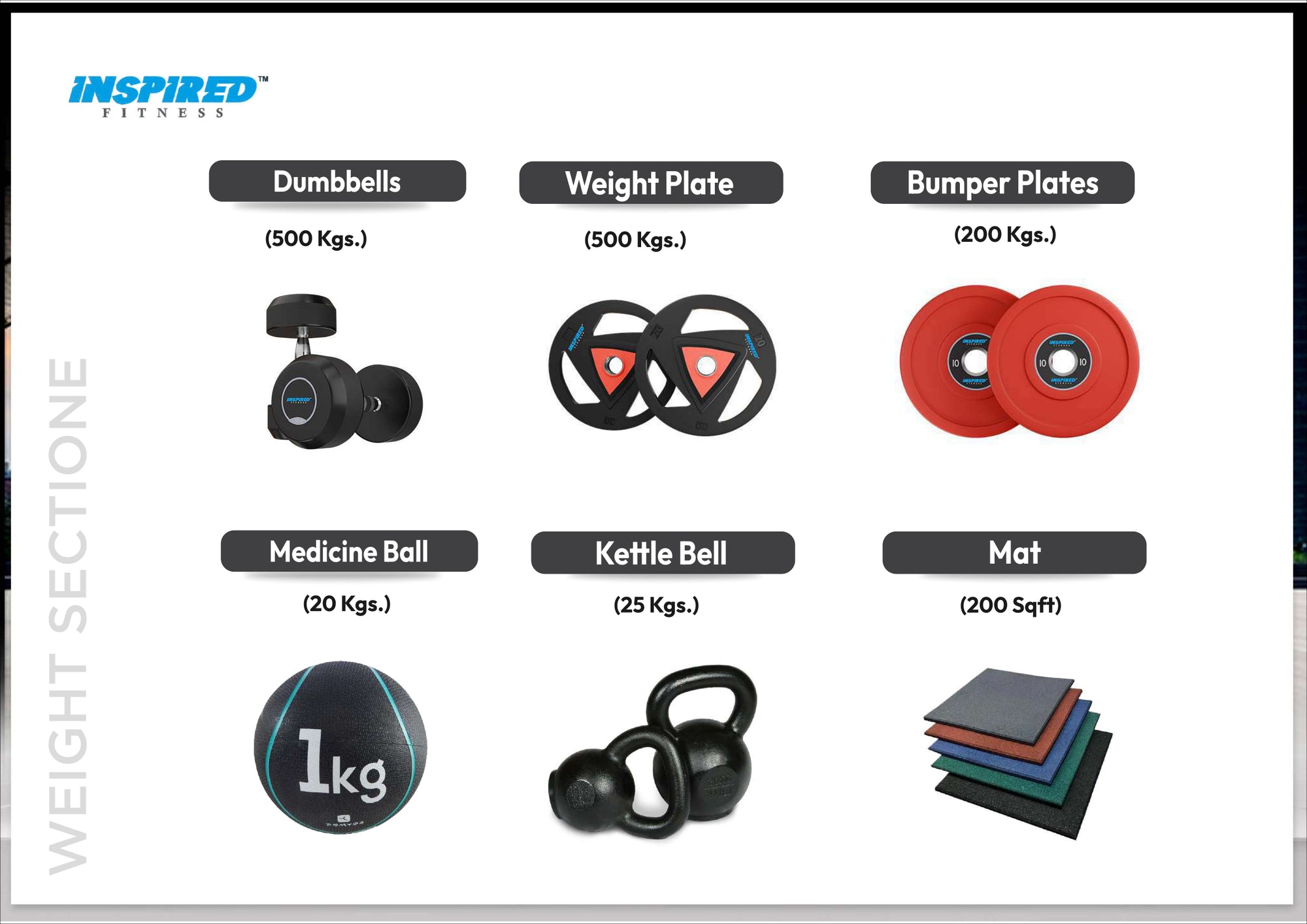 INSPIRED FITNESS FULL IMPORTANT GYM SETUP SUPREME SERIES RS.19,49,999/-