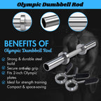 INSPIRED FITNESS Olympic Dumbbell Rod | Dumbbell Handle Bar for Weightlifting | Steel with Chrome Finish | Heavy Duty | Adjustable Weightlifting | Dumbbell Handle Bar for Home Gym | 2-Inch Olympic Rod | with Knurled Grip
