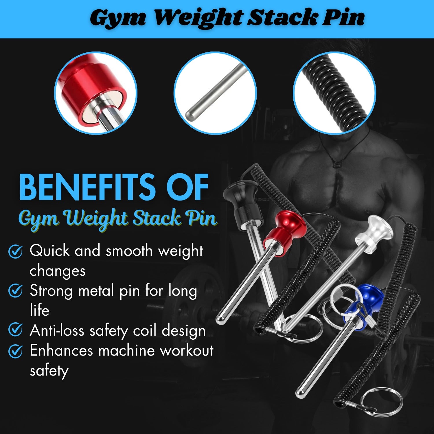 Gym Weight Stack Pin Set