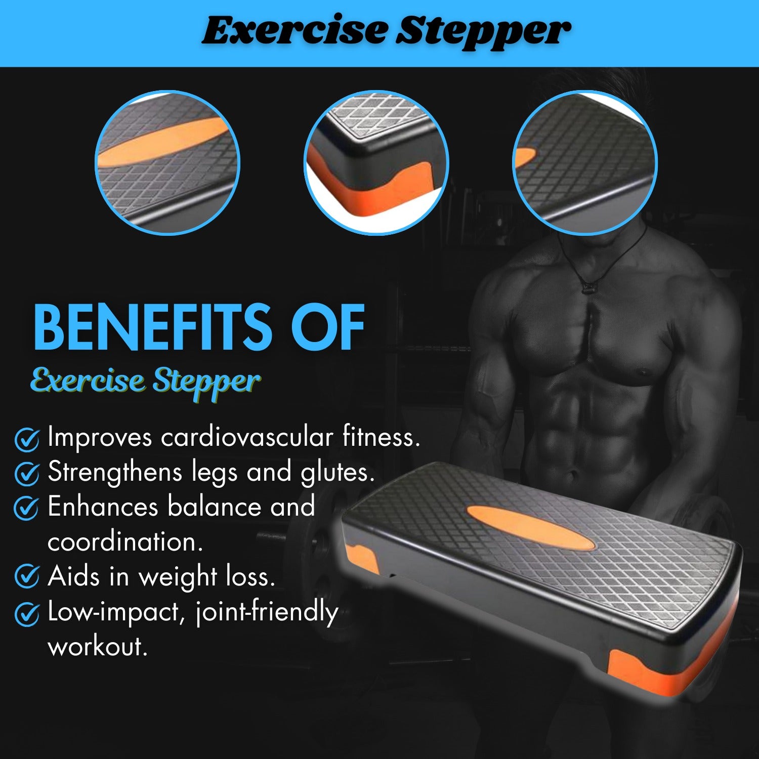 Aerobic Stepper Platform | Adjustable Fitness Step Board