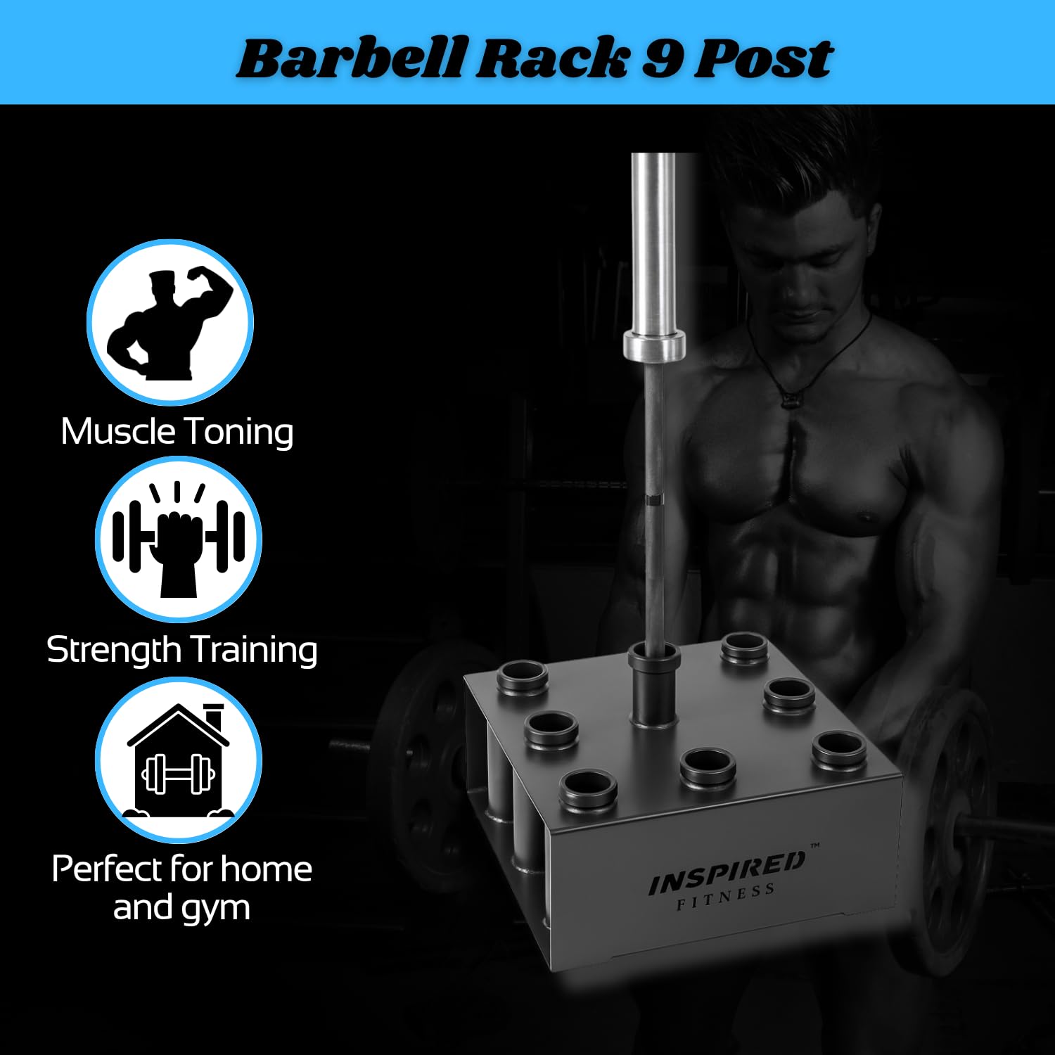Barbell Rod Storage Stand – 9 Holder | Inspired Fitness