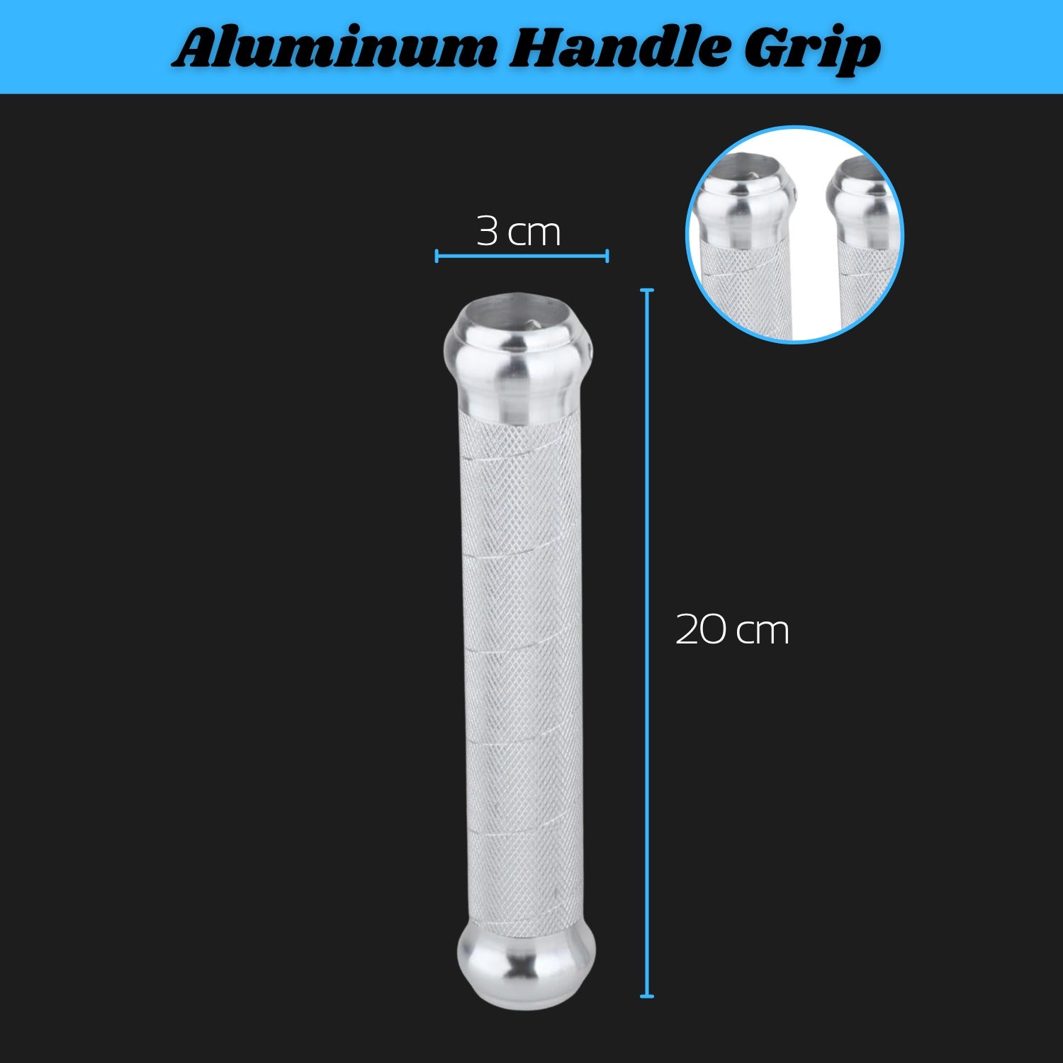 INSPIRED FITNESS Aluminium Grip | Aluminum Handle Grip for Gym Workout | Aluminium Hand Bar for Strength Training | Premium Aluminium Grip for Exercise Equipment | Anti-Slip Aluminum Handle Grip |