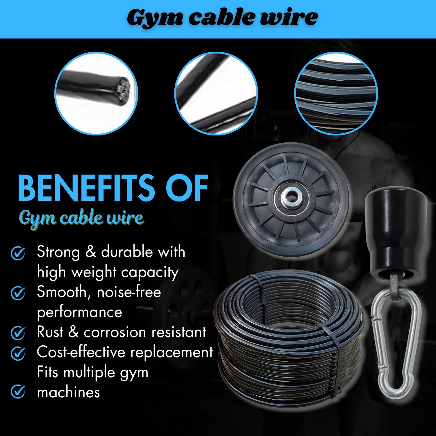 Gym Cable Pulley Set – Heavy Duty Replacement Kit