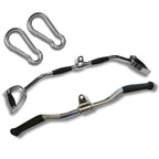Gym Cable Attachment Combo – Revolving Curl Bar & Multi-Grip Bar with Carabiners