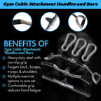 Gym Cable Attachment Combo Set – Premium Steel Bars & Carabiner Hooks