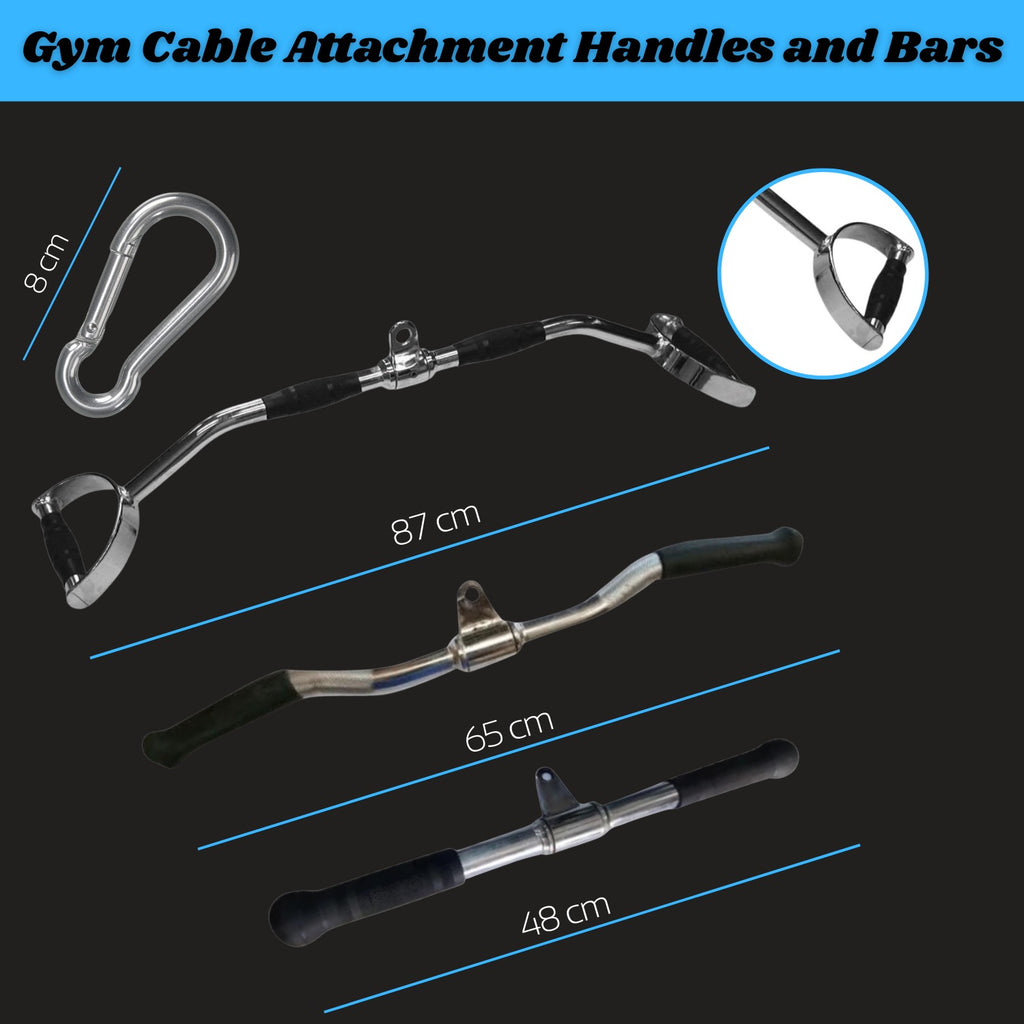 Gym Cable Attachment Combo Set – Premium Steel Bars & Carabiner Hooks