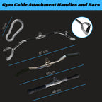 Gym Cable Attachment Combo Set – Premium Steel Bars & Carabiner Hooks