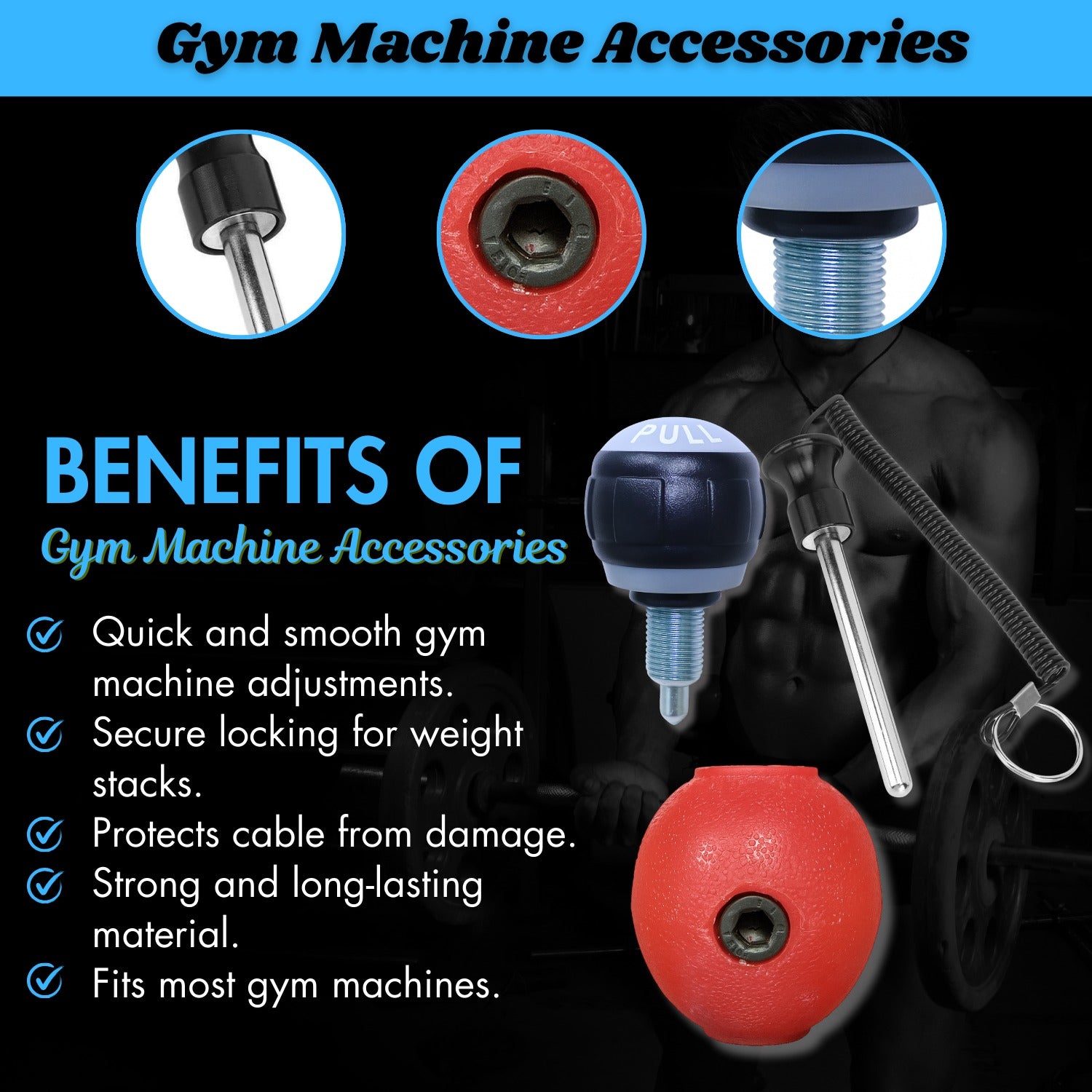 Gym Weight Stack Pin & Cable Ball Stopper