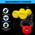2kg Dumbbells and Kettlebell Combo