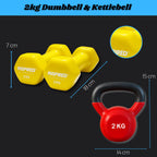 2kg Dumbbells and Kettlebell Combo
