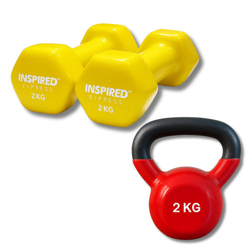 2kg Dumbbells and Kettlebell Combo