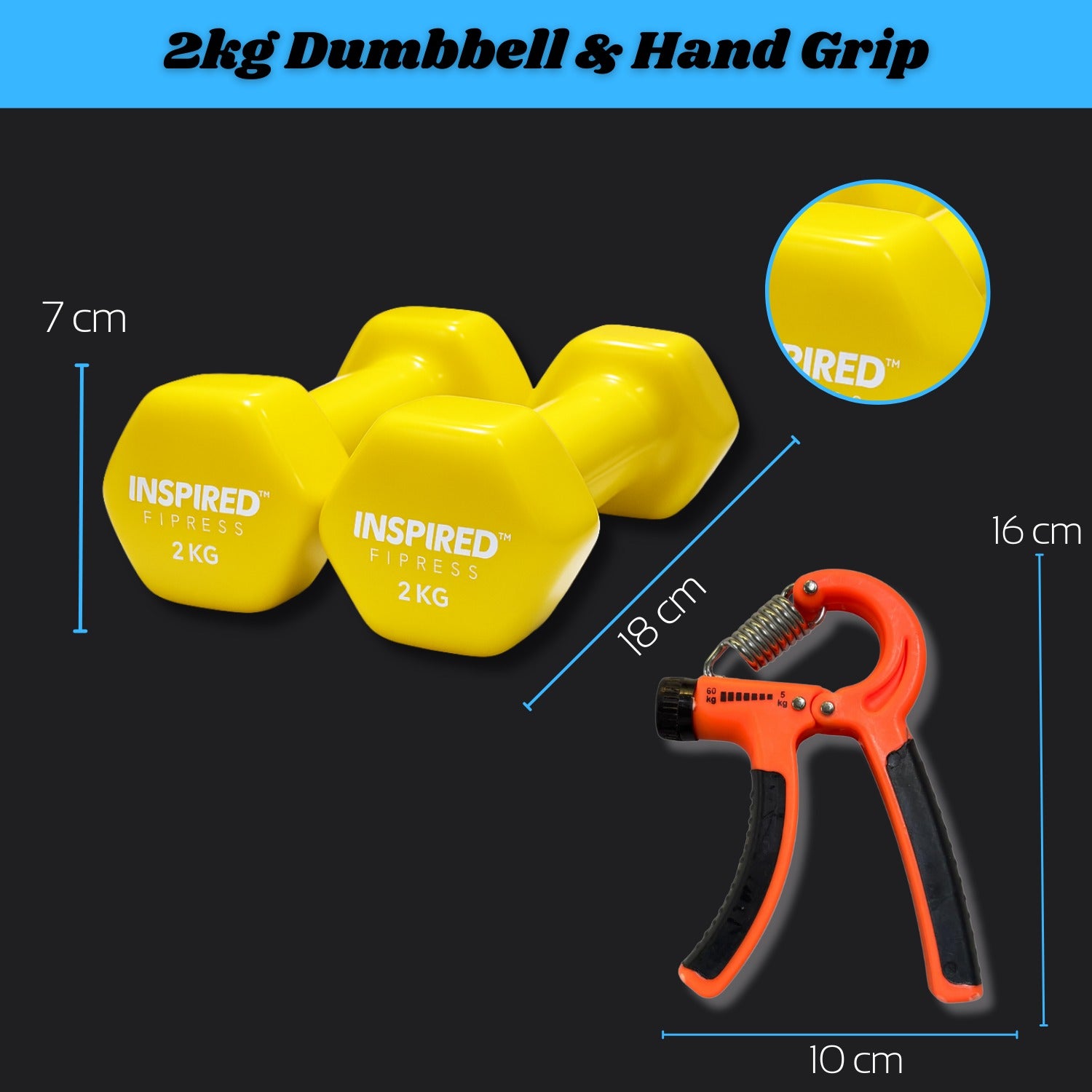 2kg Dumbbells Pair with Hand Grip Exercise