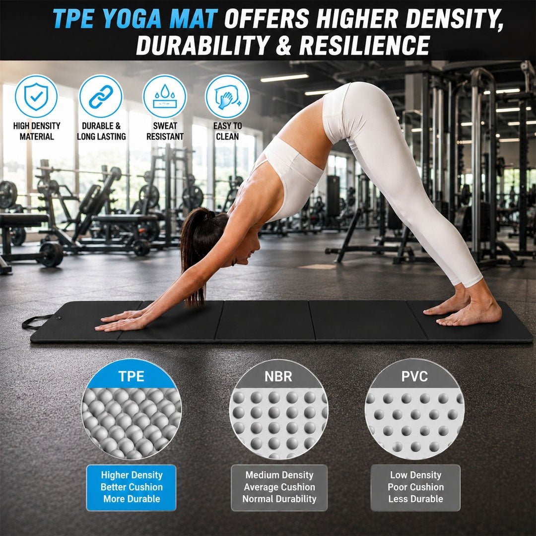 Black foldable gym yoga mat